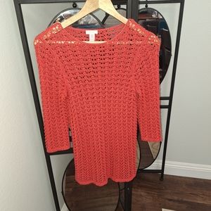 Chico's Small Crochet Knit Pink/Coral Sweater